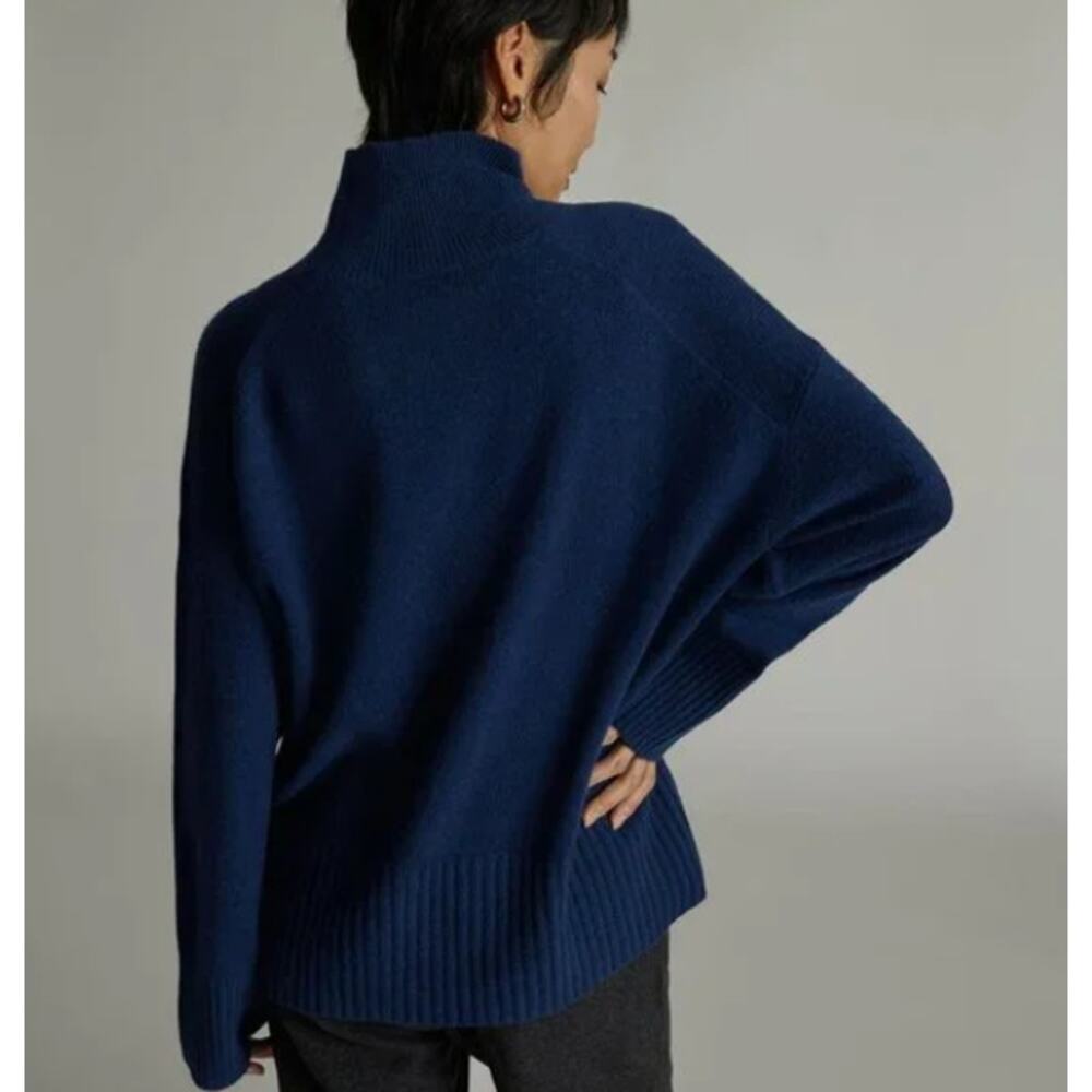 Everlane Womens The ReCashmere Oversized Turtleneck Sweater XS Navy Blue NWT - Picture 5 of 13